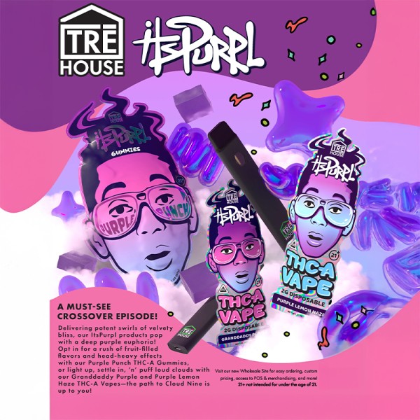 TRE HOUSE ITsPURPL THC-A DISPOSABLE VAPE 2GM/10CT/PK